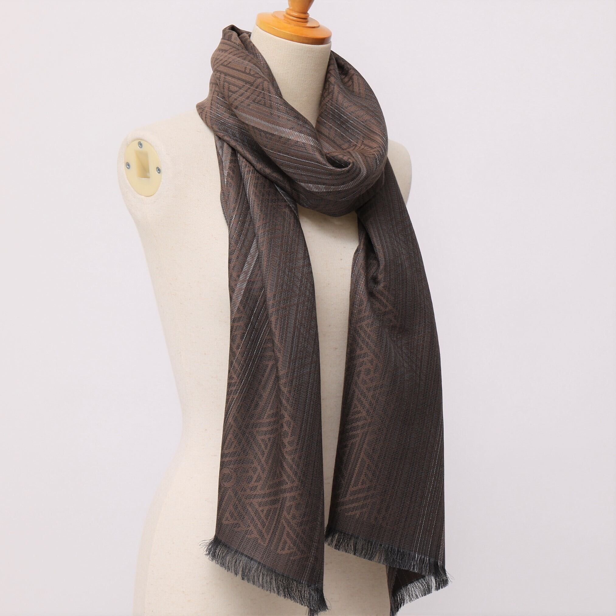 比礼 北斎 菜籠麻の葉:ブラウン