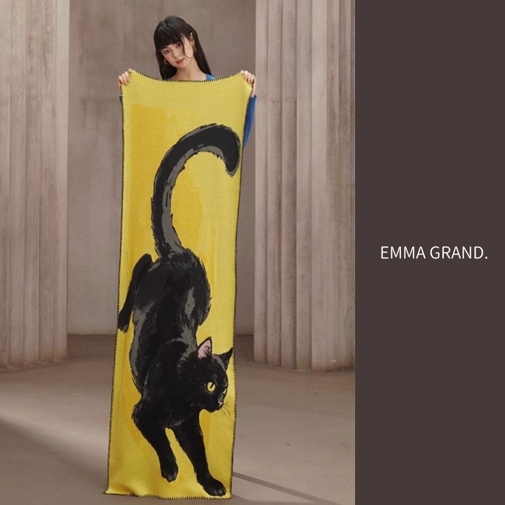 夜影を纏う黒猫ショール E00606 | EMMA GRAND
