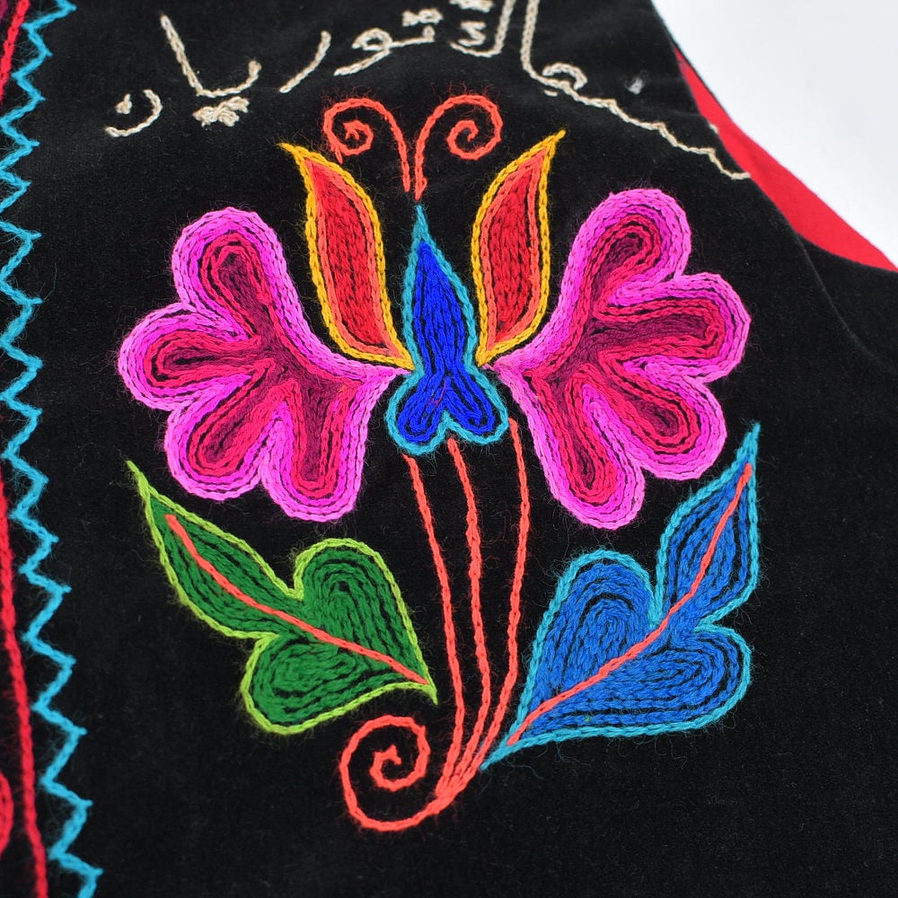 80～90s Embroidery Vest エスニック ハンドステッチ フラワー 刺繍