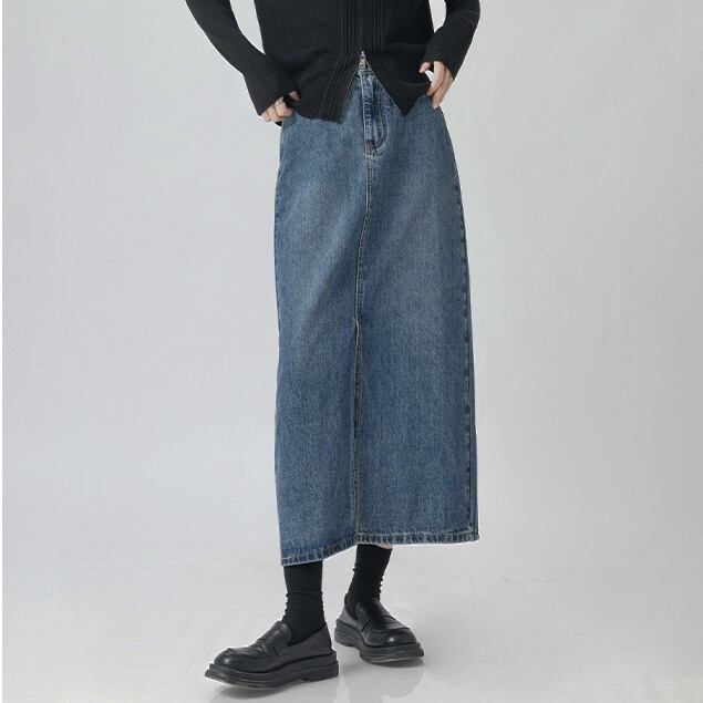 slit denim skirt