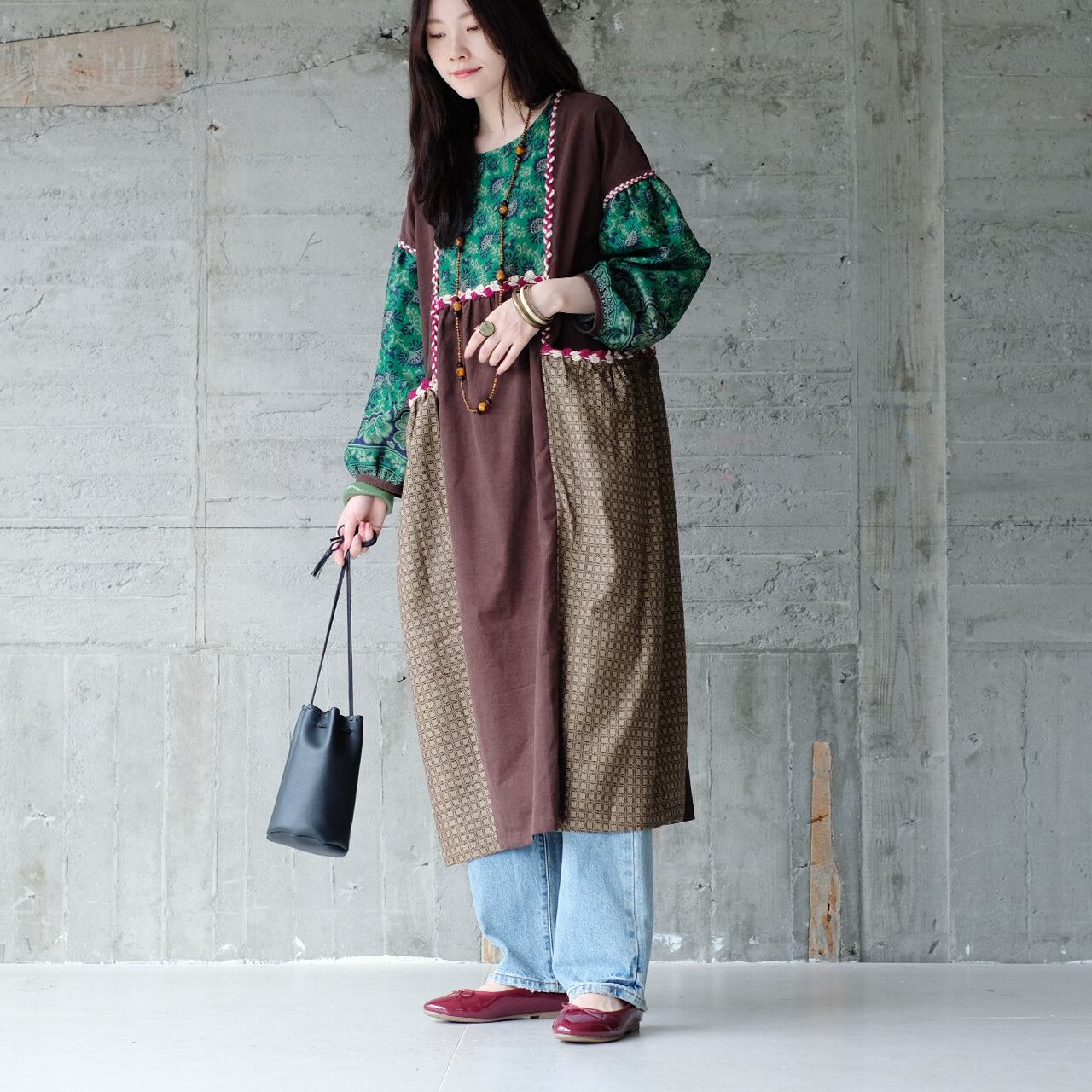 【再販】着るだけオシャレ!柔らかコーデュロイワンピース (24w-10)ダークブラウン