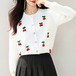 チェリーデコクルーネックニットカーデ ・71179