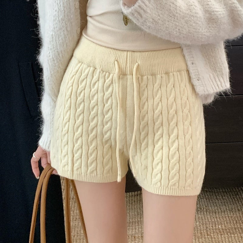 140cm以下〜 カジュアルツイストニットショートパンツ