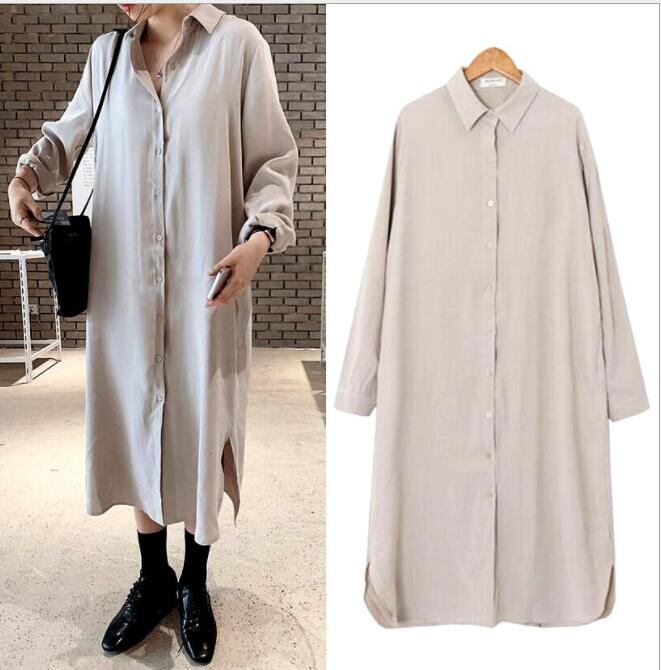 韓国ファッション レディースシャツワンピース スカート おしゃれワンピース