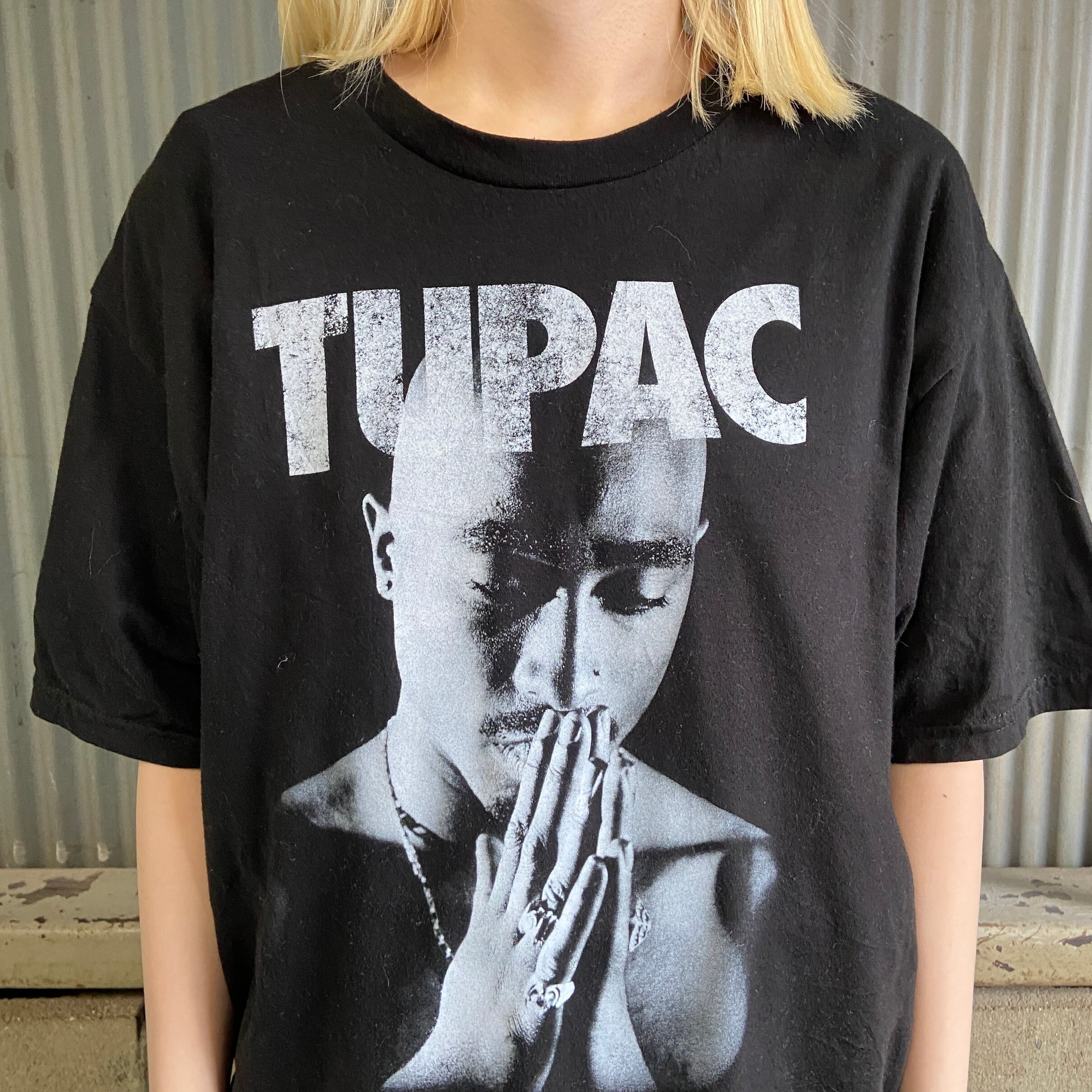 2PAC フォトプリント ラップTシャツ メンズXL 古着 TUPAC ツーパック ヒップホップ バンドTシャツ ブラック 黒  【Tシャツ】【AN20】 | cave 古着屋【公式】古着通販サイト