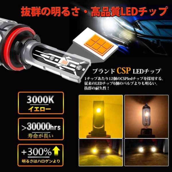 Briteye 車用フォグランプ H11 H8 LED イエロー 3000K フォグ H9 H16