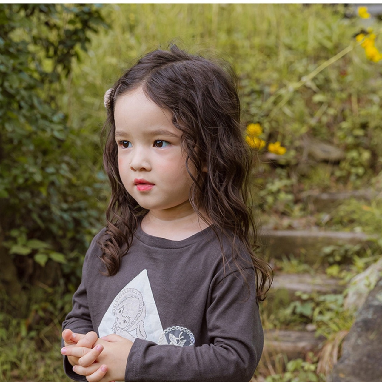 春コヒツジレースワッペンショート長袖Tシャツ