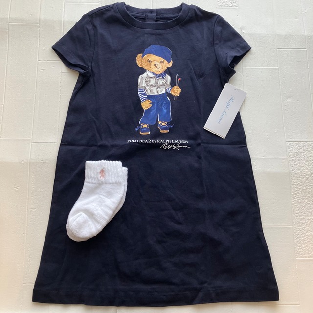 【85/90cm】ベビー（女の子）ワンピース　ベア