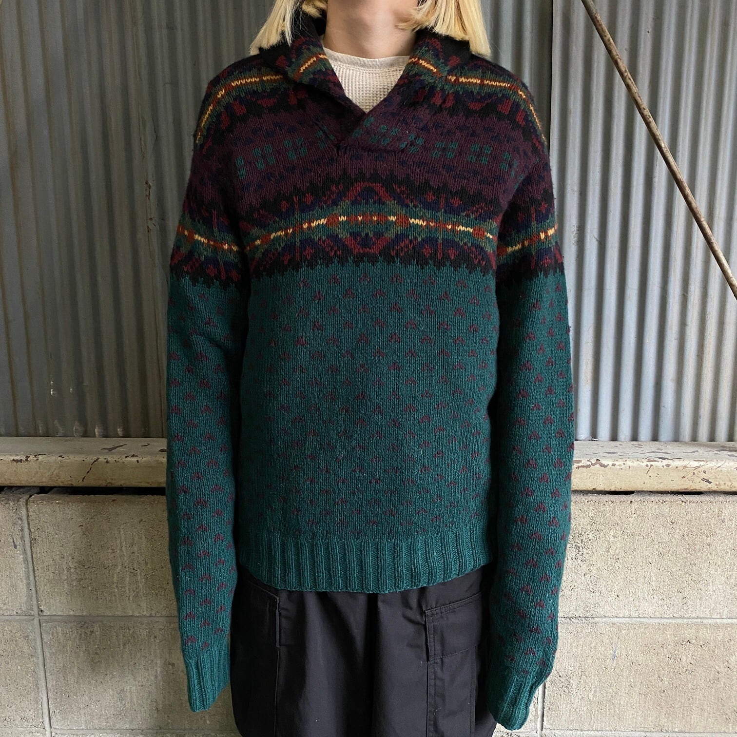 ポロバイラルフローレン ノルディック柄 カシミヤ混 ウールニット 