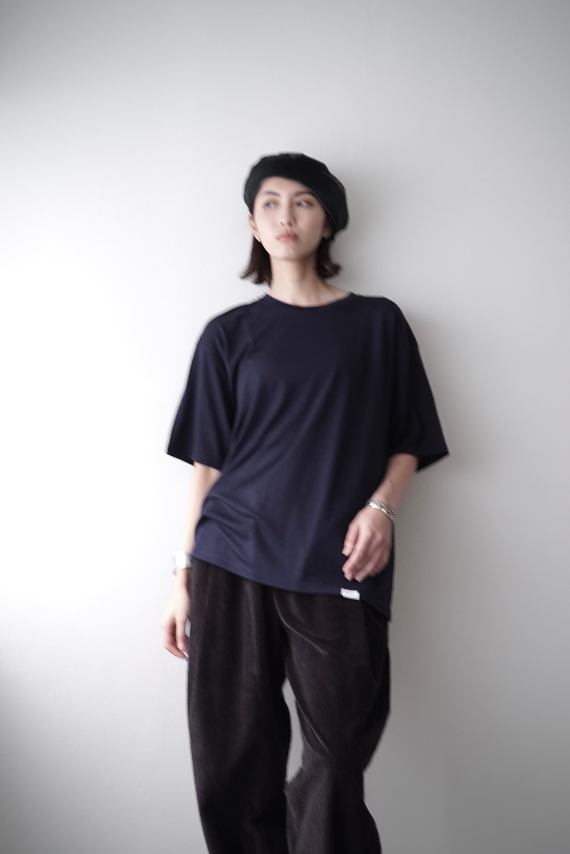 Super120s Washable Wool Jersey / S120 Wool Tee (NAVY) | C O L I N A