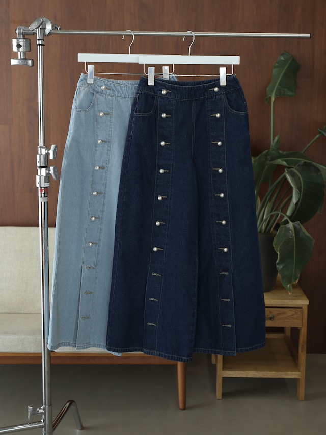 pearl button baggy denim（indigo）