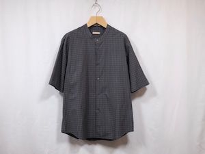 LAMOND”BAND COLLAR SHIRT JACKET BLACK CHECK”