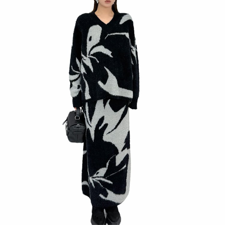 [SET UP」ジャカード柄ニットセットアップ R30410