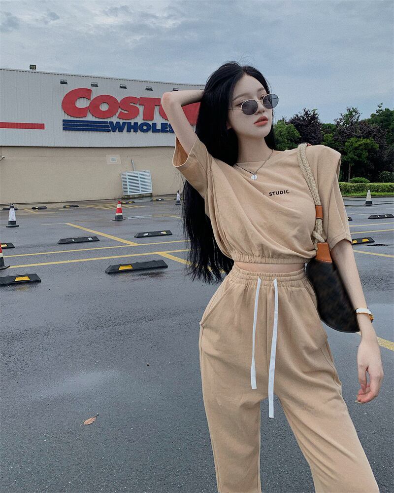 スタイルサマーTシャツ パンツ 夏物 ブラックストロベリース74429346560