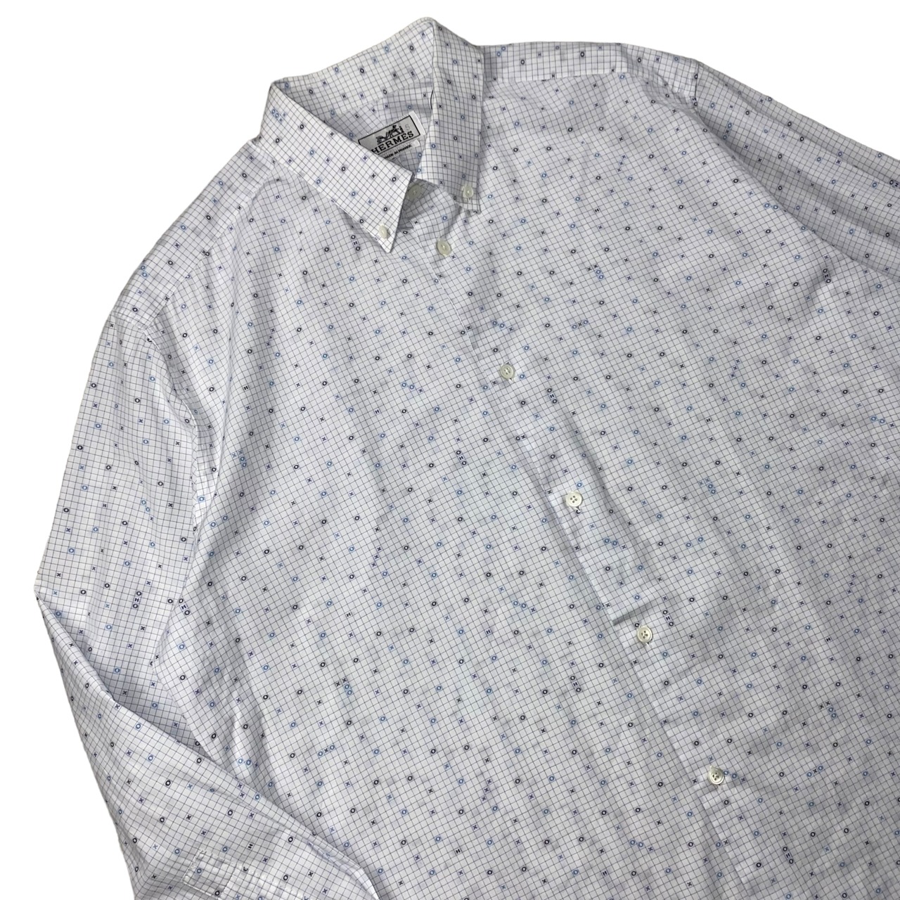HERMES check pattern cotton shirt