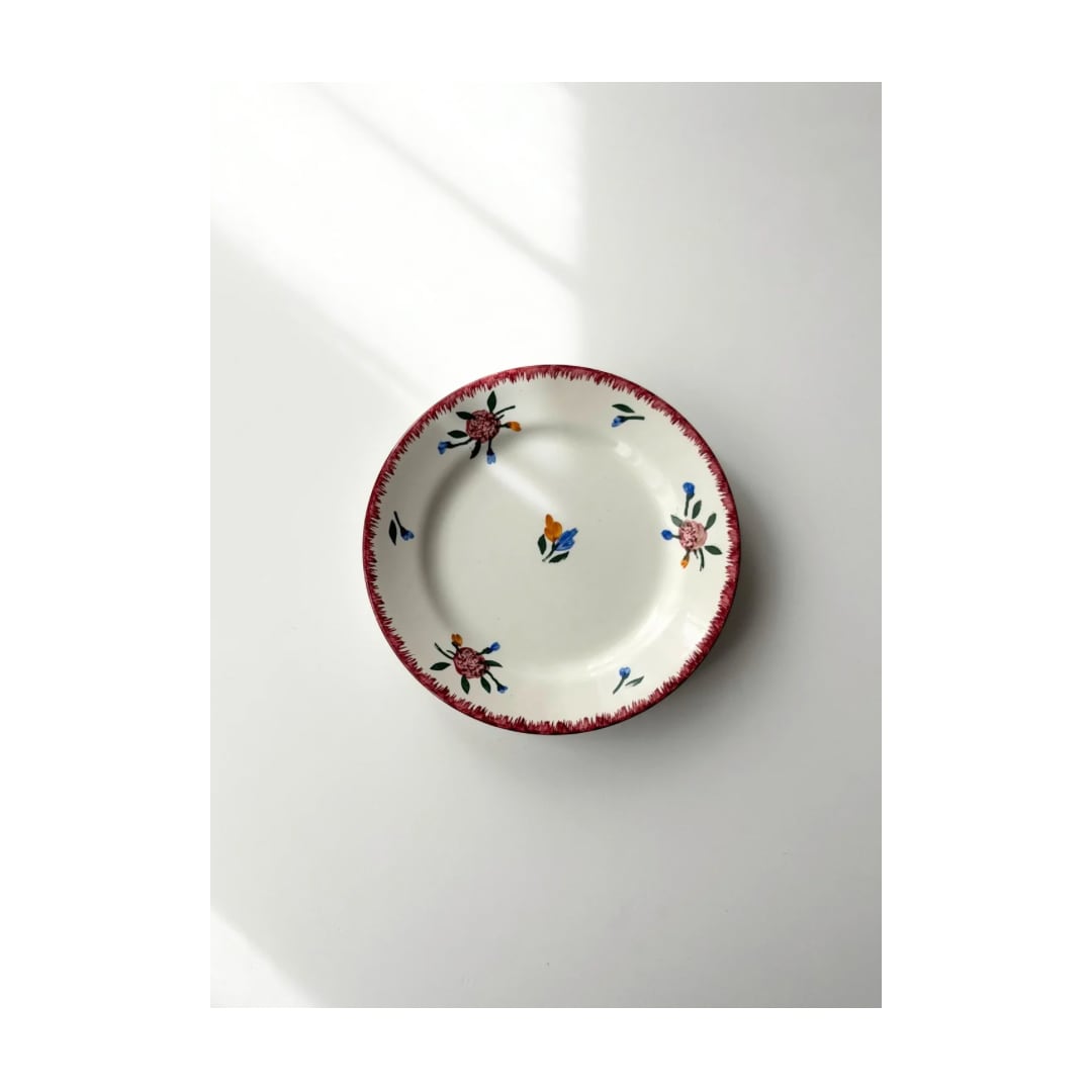 Sarreguemines サルグミンヌ / “DIDIER” 手書きの花模様 デザートプレート b