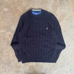 NAUTICA ケーブル編み ニット ネイビー
