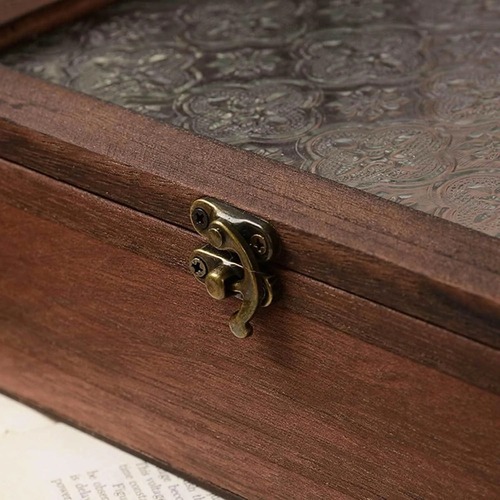 小さな木箱 ガラス ギフトボックス レトロ 木製 収納ボックス 卓上 ジュエリーボックス アクセサリー 小物入れ 蓋付き シンプル ヴィンテージ レトロ モダン おしゃれ 可愛い ギフト プレゼント ユニセックス (Mサイズ)