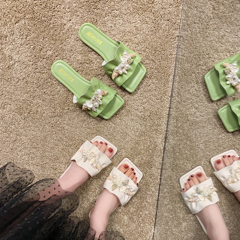 2020年夏の新しいinsネット赤のサンダルとスリッパの女性は、野生のスリッパの女性の潮の単語のドラッグの女性のフラットボトムバージョンを着用します 部族の婦人靴2880119