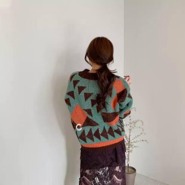 ボトルネック　柄ニット　AJ1079-8052　