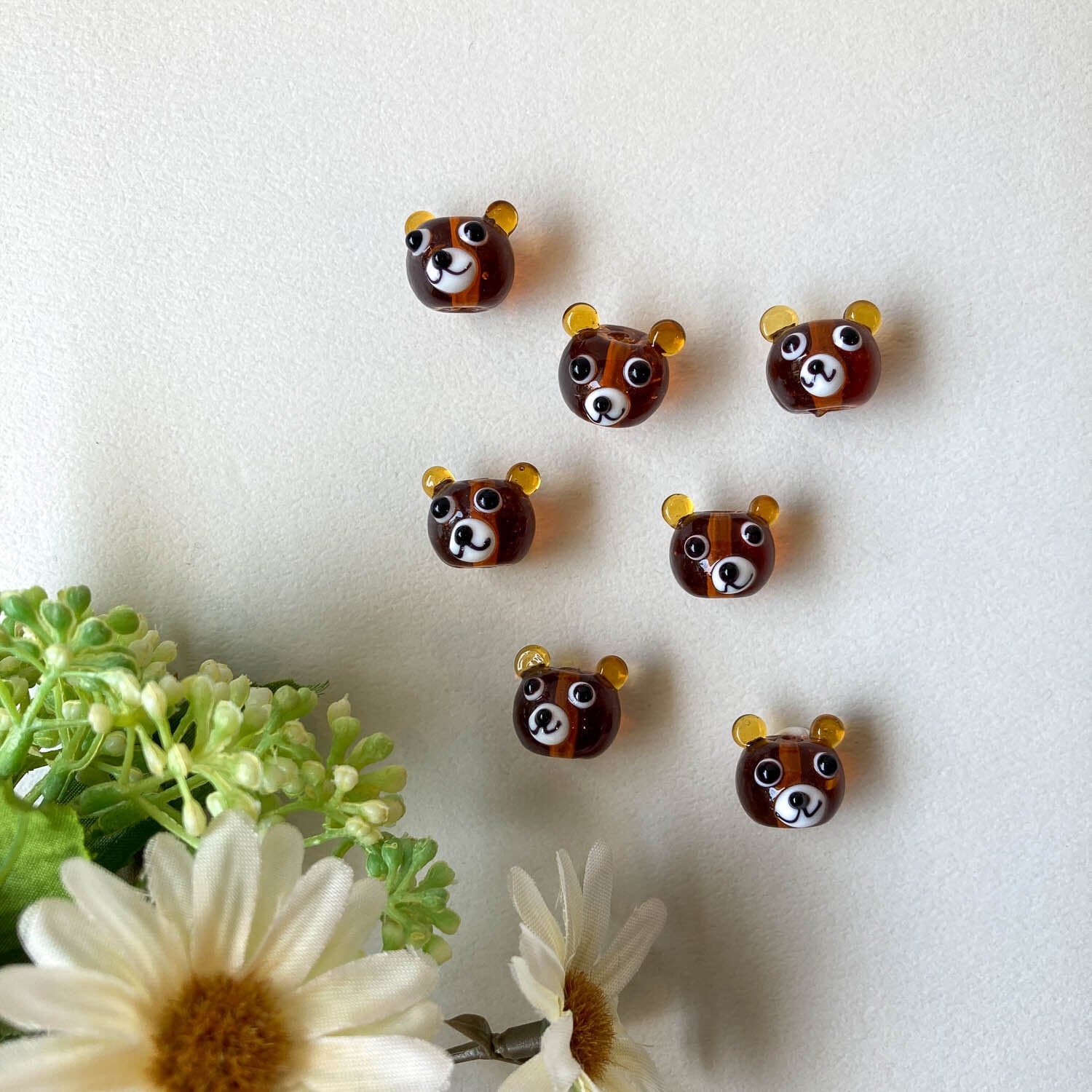 クマの顔ガラスビーズ | Dua-アクセサリーパーツショップ
