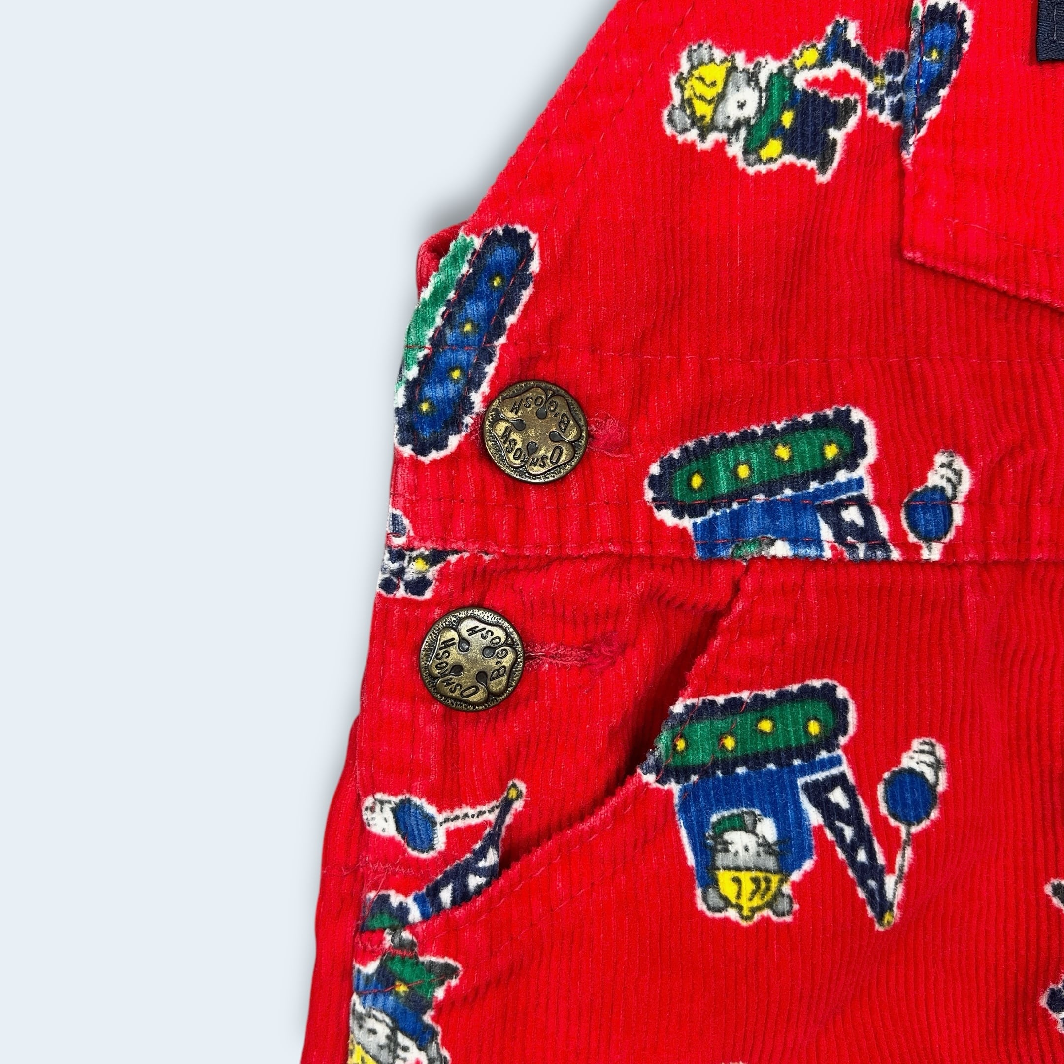 OshKosh 花柄コーデュロイオーバーオール　use製　希少 6-9M】USA製 OSHKOSH patterned corduroy overall オシュコシュ ねずみ