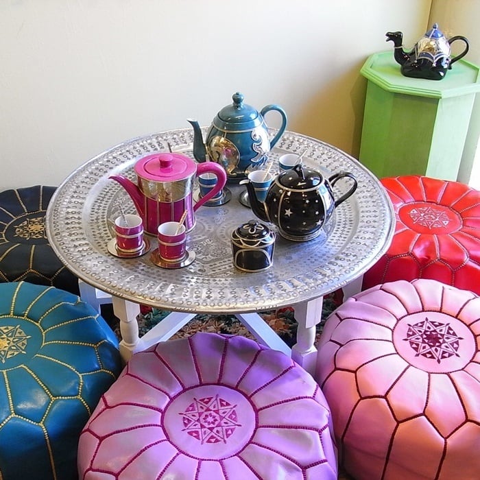 モロッコ プフ 山羊 本革レザー スツール（ブラウン）オットマン POUF