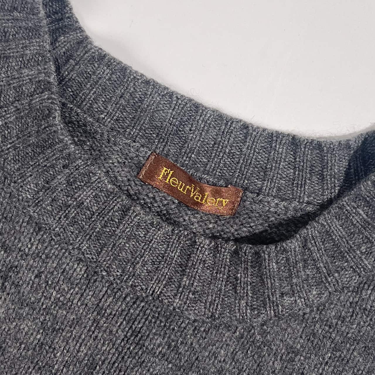 カシミヤ100% Fleur Valery フルールヴァレリー 斜めケーブル編み ニット ベスト L /グレー系 レディース