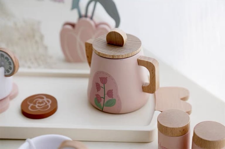 ピンク木製おもちゃおままごとセット デザートタワー アフタヌーン