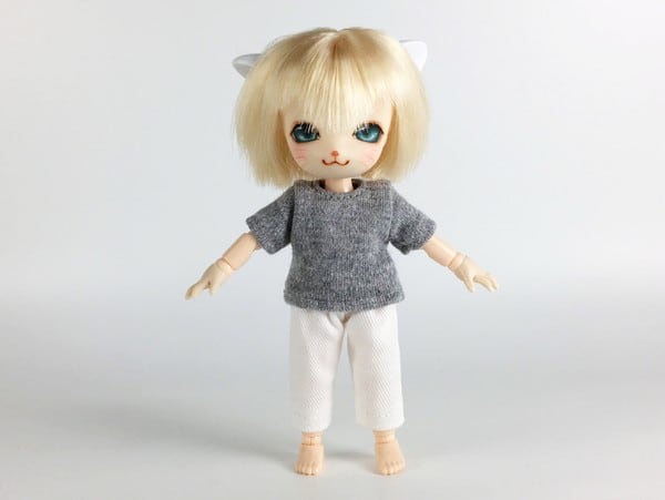 燦燦7b ドール服 1/6 オビツ11 イージーパンツ(ワイド)白ツイル 15205 - 画像3