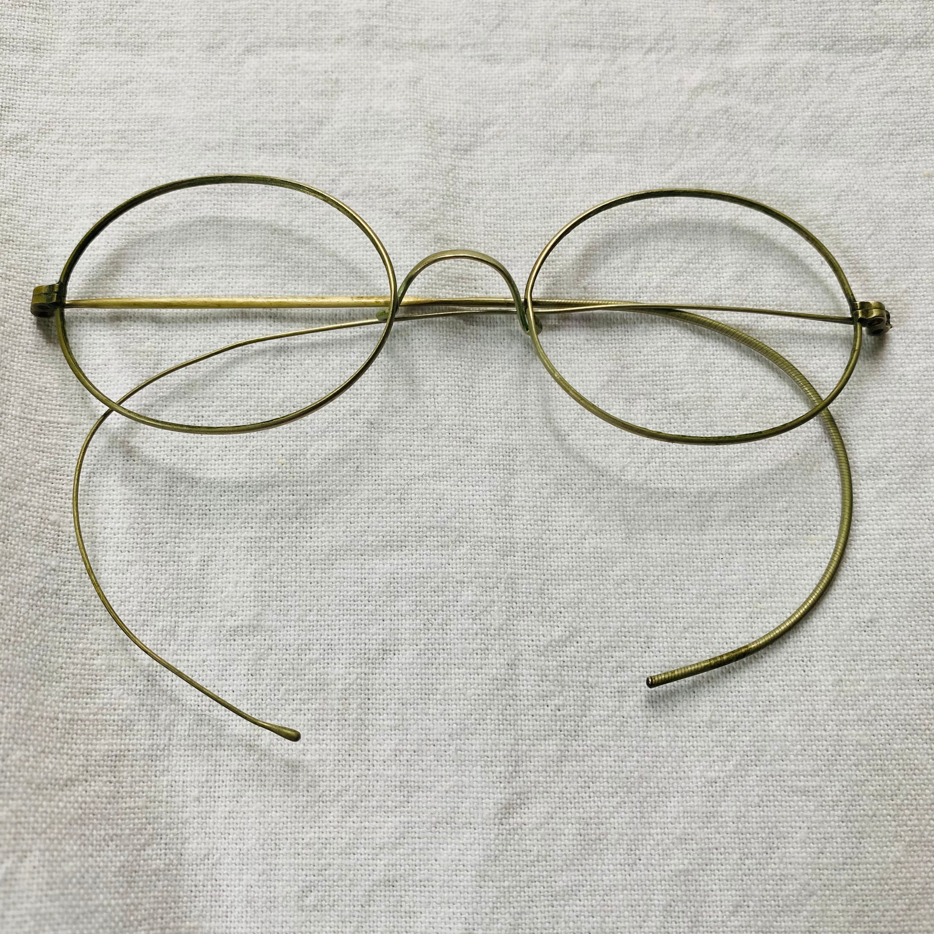 30s vintage Reading glasses USA製 ヴィンテージ メガネ シルバー