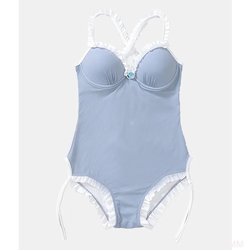 Swimce 女性のためのビンテージスタイルの水着、韓国のファッション、ハイウエストビキニ、ワンピース水着、水着、女の子のためのひも 韓国系水着 セパレート水着 ワンピース水着 T240626154739_01