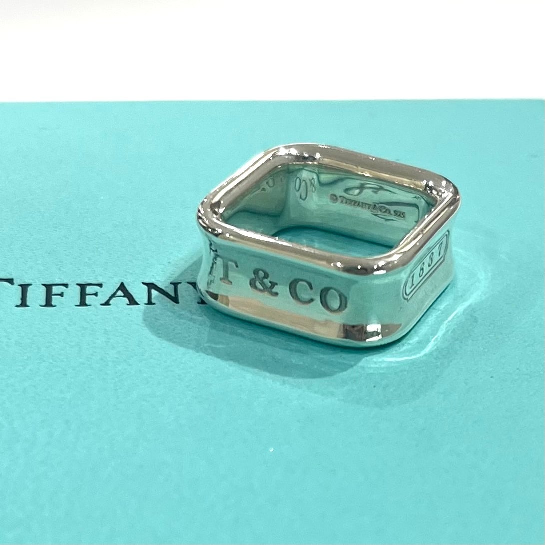TIFFANY&CO.】2351 希少1837 スクエアリング／約7-8号／シルバー925