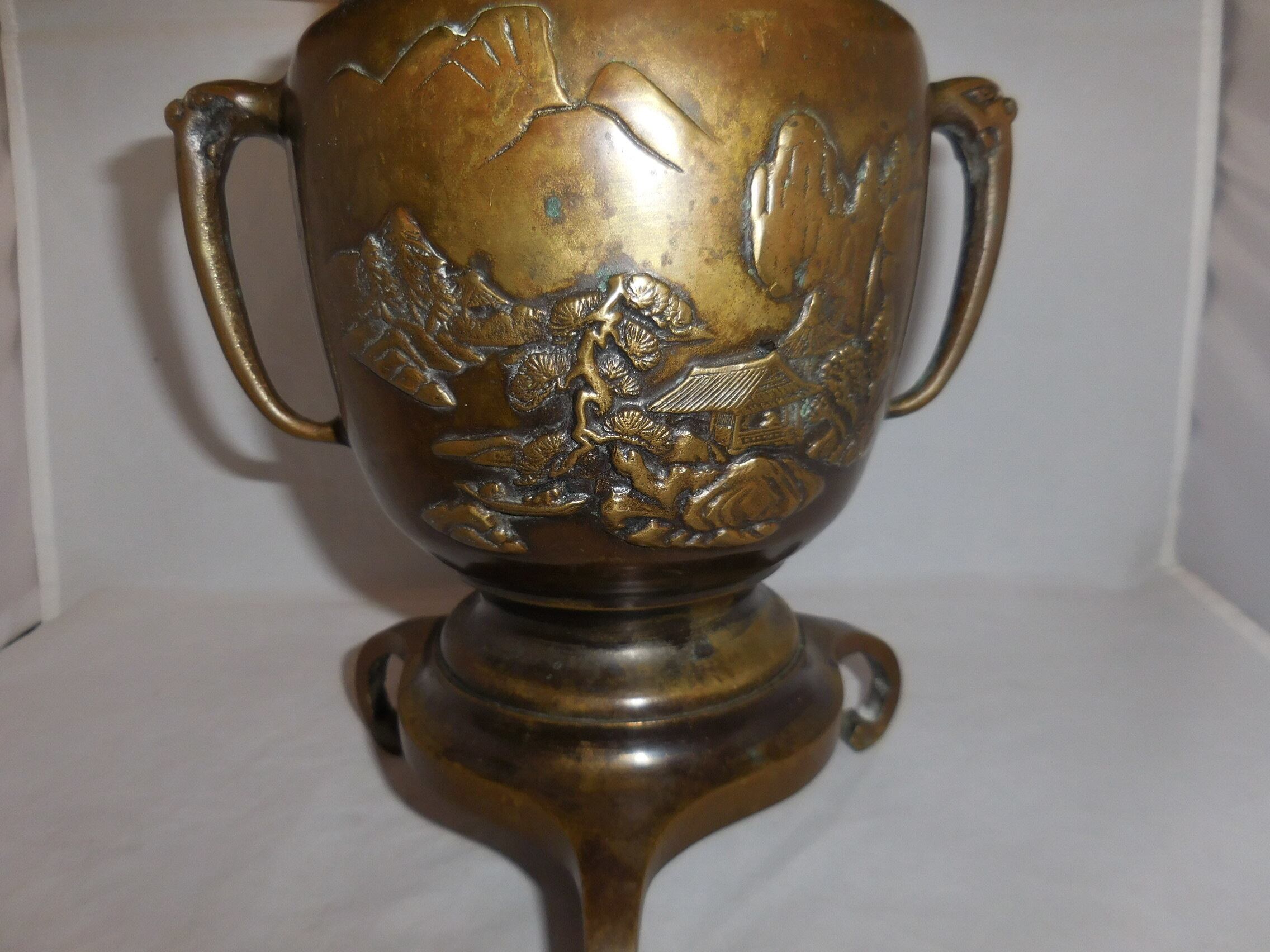 昔の薄端　花器 薄端花器( 山水) bronze vase(landscape) | 春夏秋冬（しき