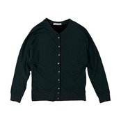 カシミヤ混 LACOSTE ラコステ 裾ロゴ スナップボタン スウェット カーディガン 36 /グリーン系