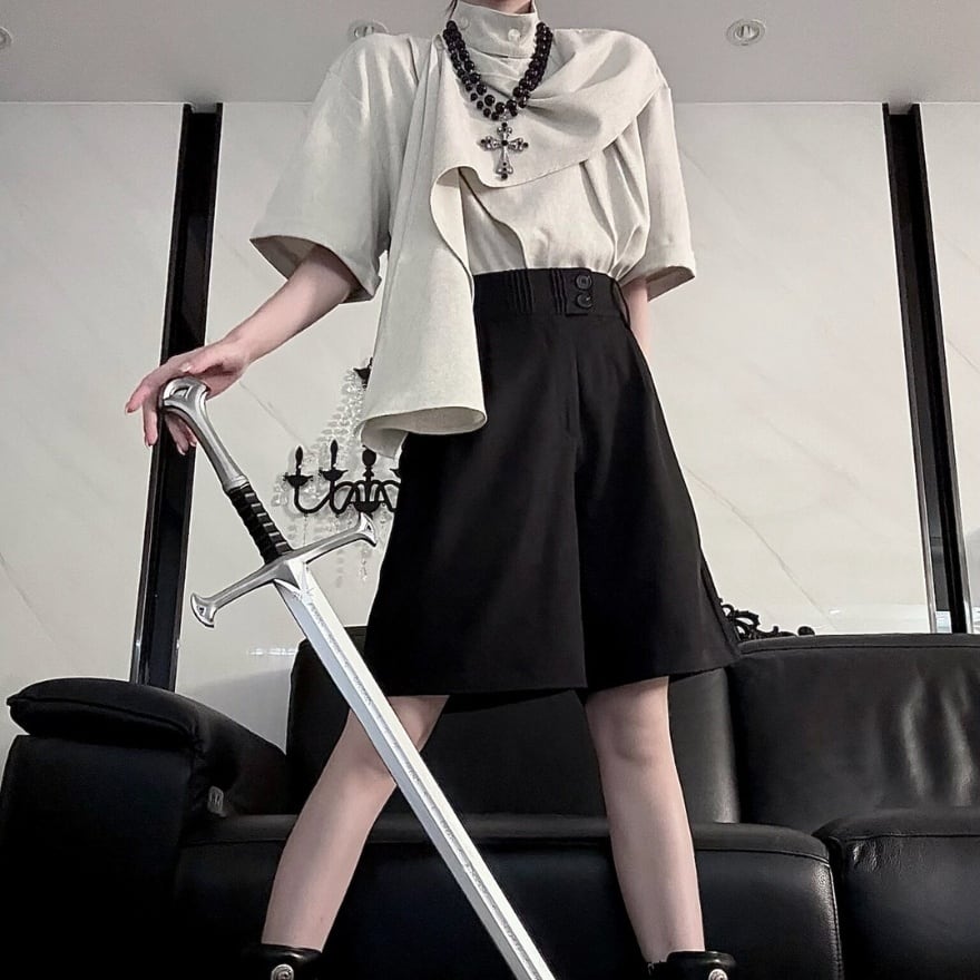 皇子系ロリータ 高腰ワイドハーフパンツ | ロリータファッション通販