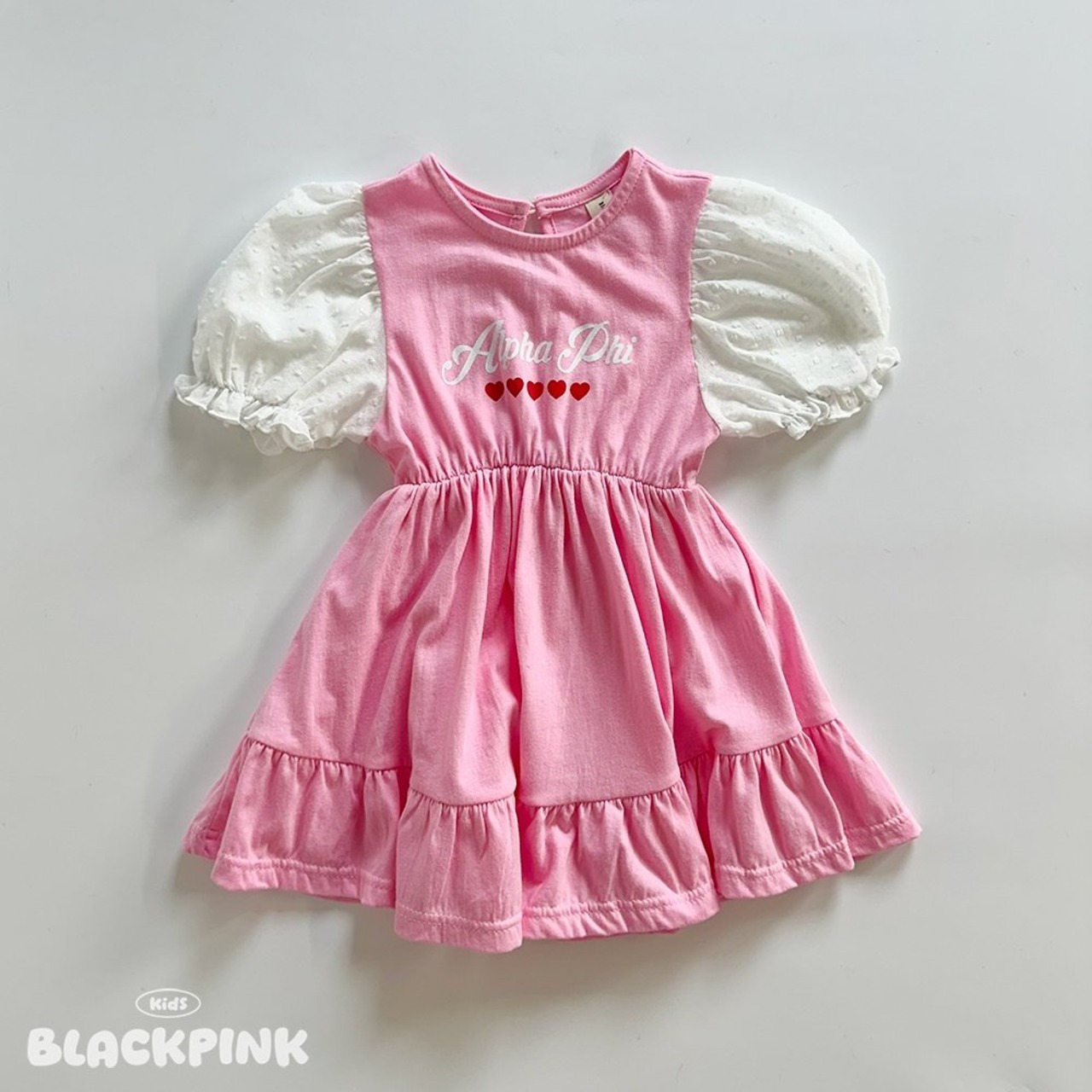 [BLACKPINK] Popcorn Puff Color Block Dress (2XL) / [블랙핑크] 팝콘퍼프배색원피스 (2XL)
