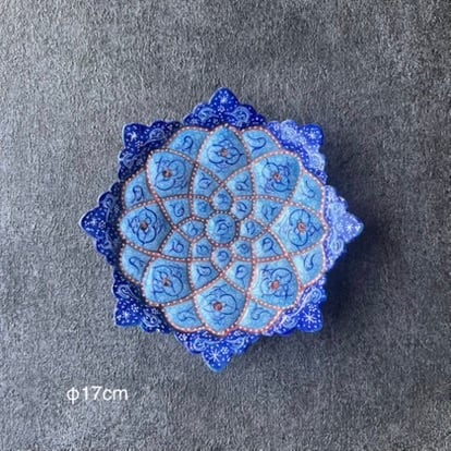 ペルシャの飾り皿(ミーナーカーリー)16cm 壁飾り【MINA KARI 017-009】ミーナカーリー