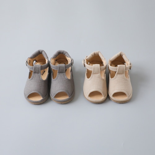 PEEP ZOOM / T-Strap Sandal / BEIGE・GREGE