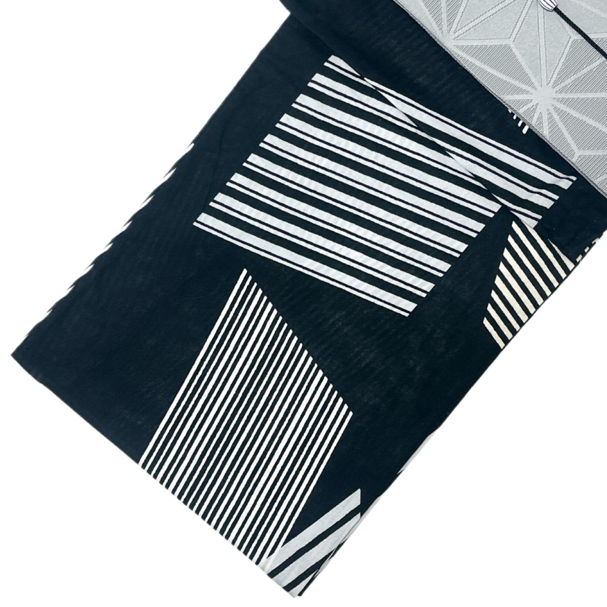 浴衣ジェンヌ 浴衣5点セット 黒 白 幾何学 浴衣 モノトーン 半幅帯