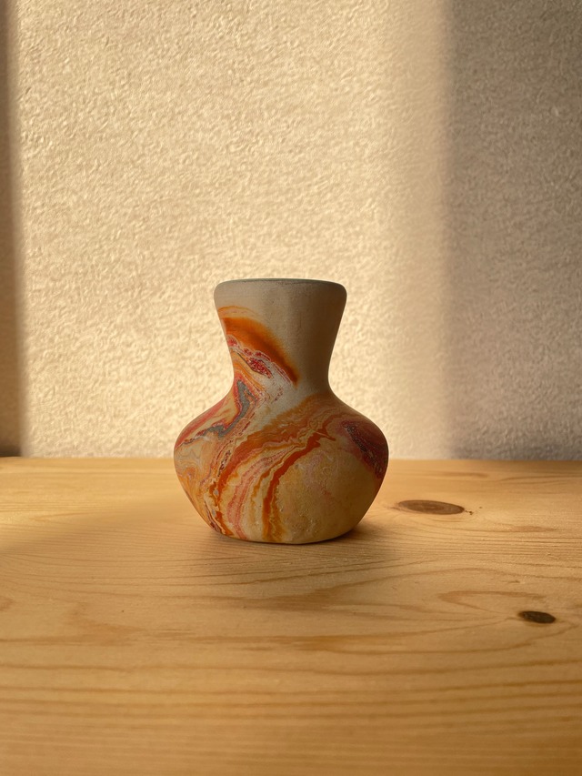 Vintage Nemadji Pottery Vase Orange Marble/ ヴィンテージ ネマージ  陶器 花瓶