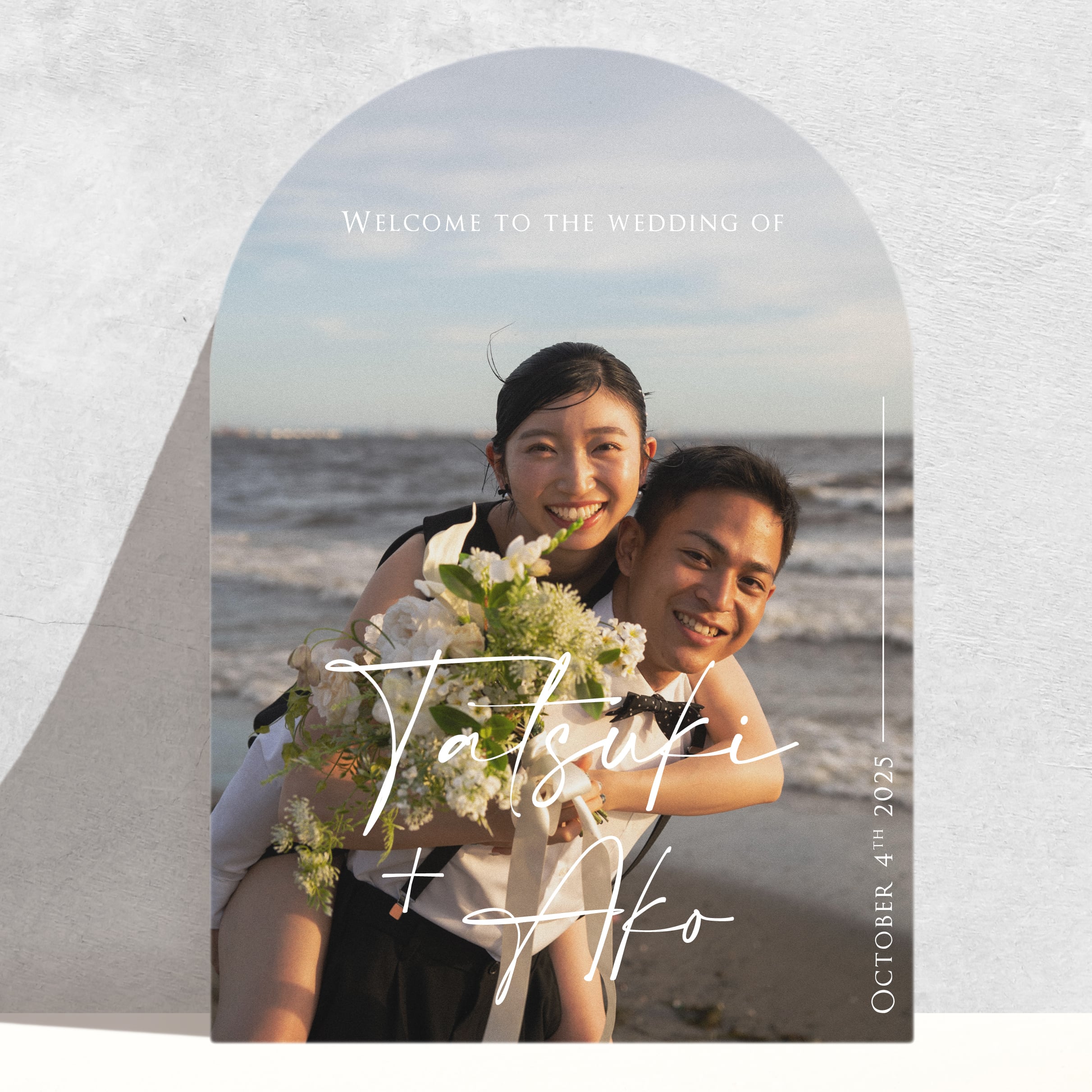 アーチ型写真ウェルカムボード【筆記体】