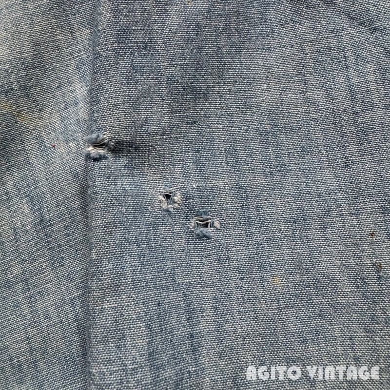 50's OX HIDE オックスハイド シャンブレーワークシャツ 台襟 マチ無し