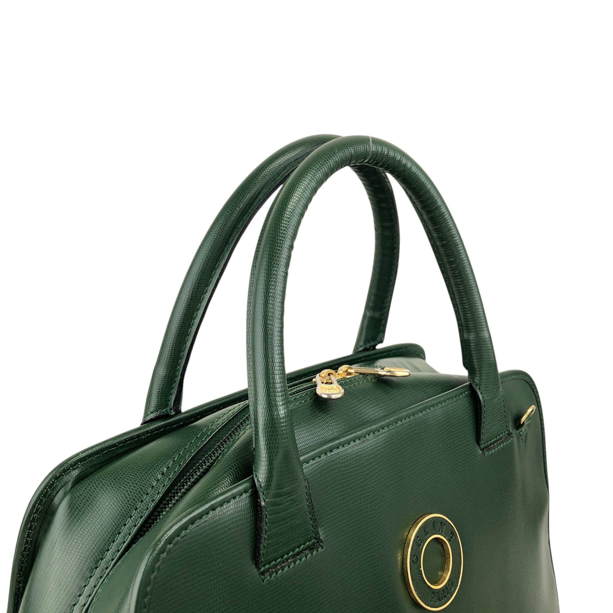 CELINE セリーヌ ハンドバッグ グリーン ロゴ サークル レザー 2way