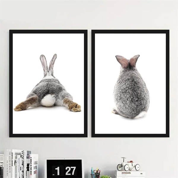 2枚セット 33×43cm アートパネル 枠付きフレーム絵画 うさぎ もふもふ