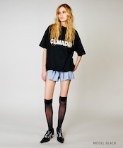 ロゴプリントドローコードルーズTシャツ (BLACK) CQ-48039