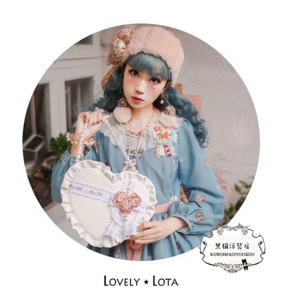 Lovely Lota フリルリボン×ハートバッグ ロリィタ パールスィート