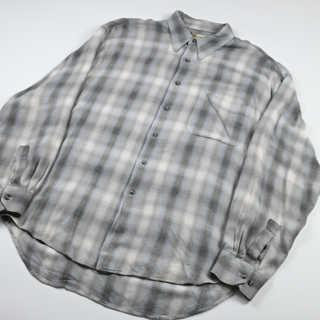 REUNION Rayon Ombre Check Shirt