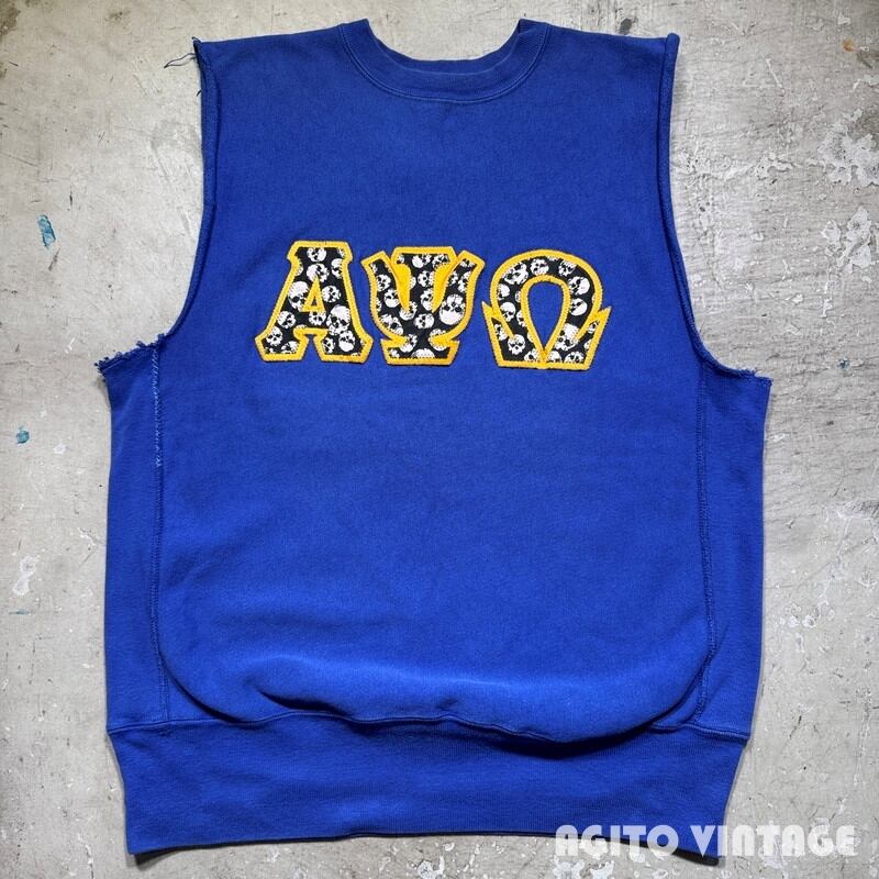 90's Champion チャンピオン リバースウィーブ スウェット カットオフベスト AψΩ フラタニティ 刺繍タグ X-LARGE USA製 希少 ヴィンテージ BA-2725 RM3146H