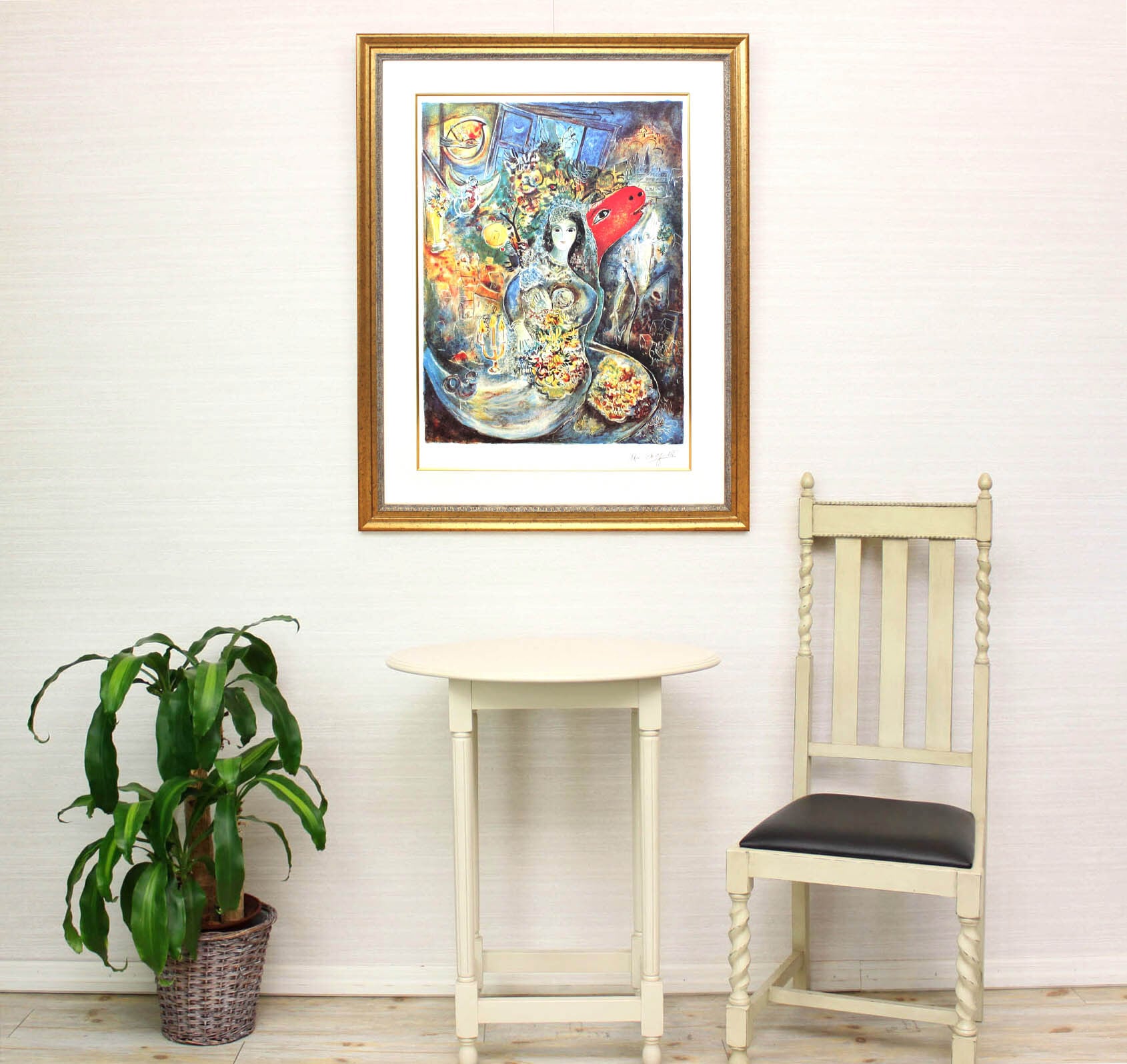 マルク シャガール作品「愛しのベラ」額縁4色選択可能 作品証明書 展示用フック 限定500部エディション付複製画リトグラフ